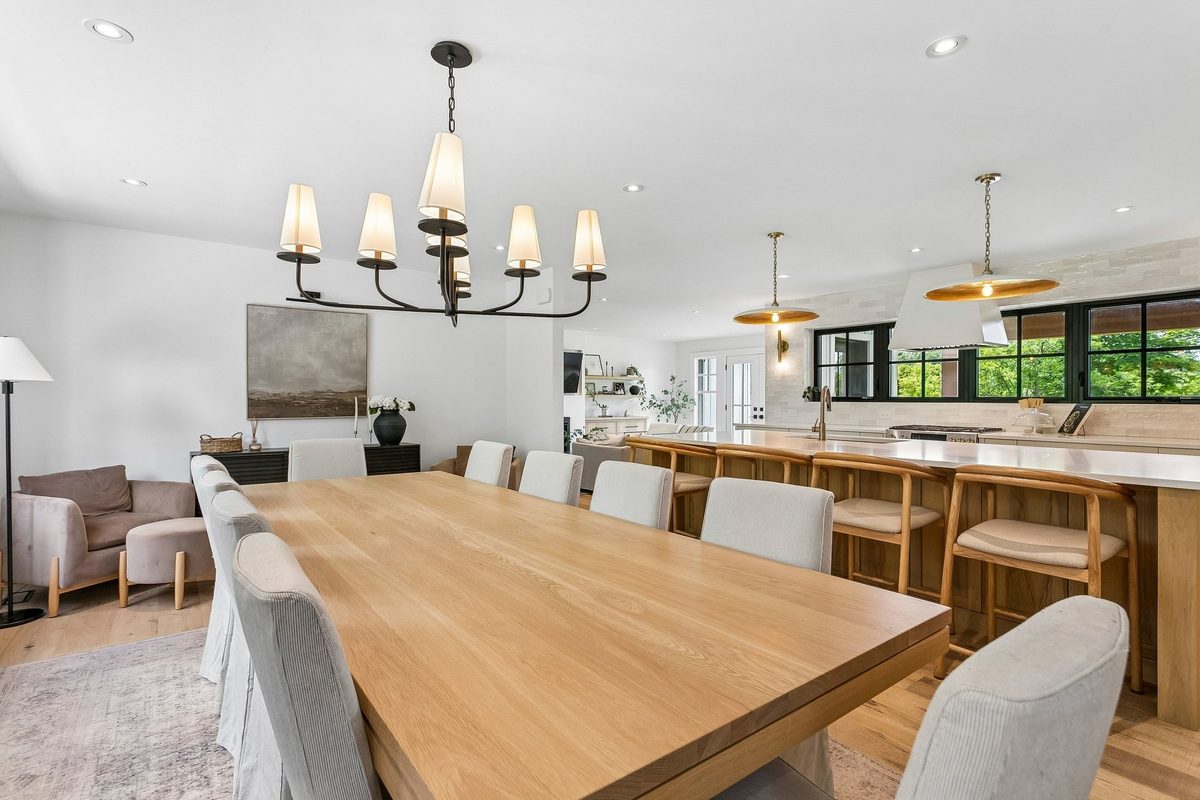 Dining area with oak table open to the kitchen